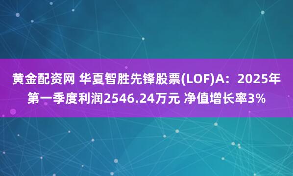 黄金配资网 华夏智胜先锋股票(LOF)A：2025年第一季度利润2546.24万元 净值增长率3%